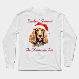 Christmas English Cocker Spaniel Dog in Santa Hat Long Sleeve T-Shirt